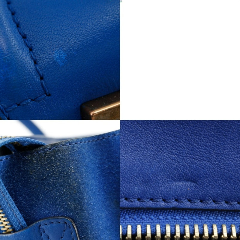 [席琳]席琳 
 行李微手袋 
 瑞典人X小牛蓝色的手提紧固件行李小女士