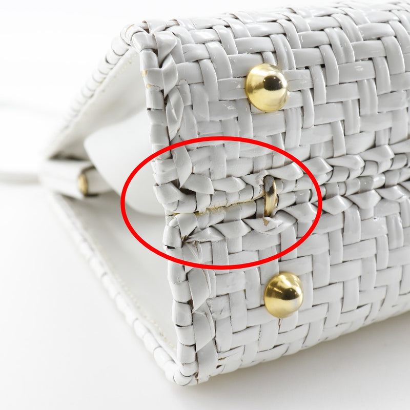 [FENDI] Fendi 
 Handbag 
 Leather White Shoulder Hand Prere 2WAY A5 Gamaguchi Ladies