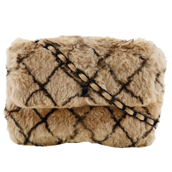 [Chanel] Chanel 
 Bolso de hombro de cadena 
 Matrasse Rabbit Fur x Leather Mocha Hombro A5 Caqueta de cerradura de giro Damas