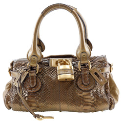 [Chloe] Chloe 
 Paddington handbag 
 Python Gold 01-08-532 Engraved Handscape A5 Double Zenpen Paddington Ladies