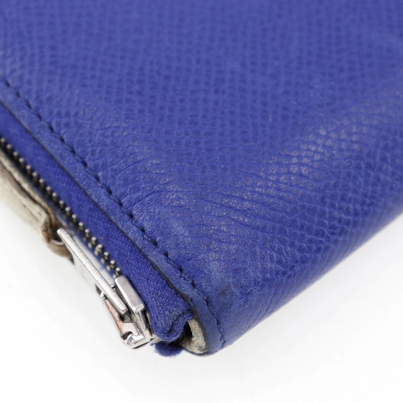 [HERMES] Hermes 
 Azaprong Silquin Long Wallet 
 Epsom Blue □ O engraved zipper Azap Long Silk in Ladies