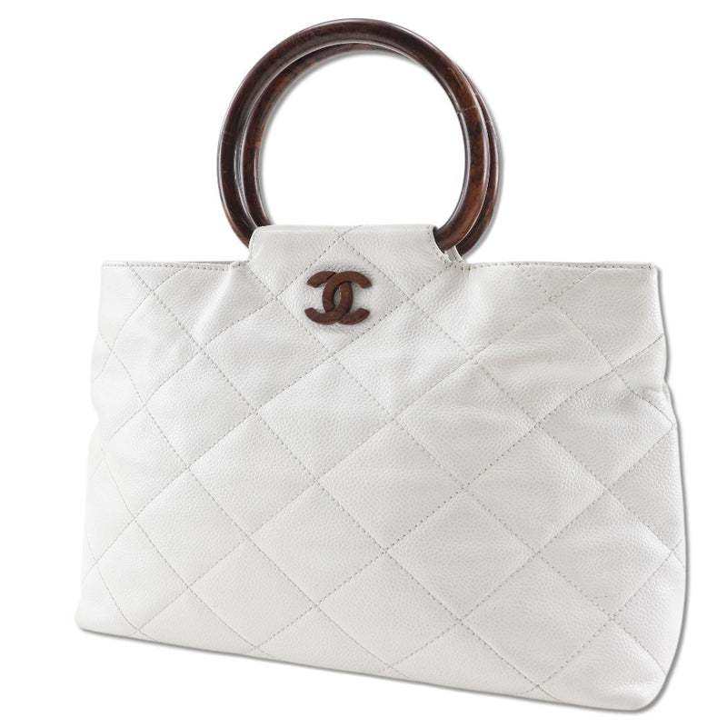 [Chanel] Chanel 
 Bolso de Coco Mark 
 Caviar Skin White White A5 Magnet Tipo Coco Mark Damas