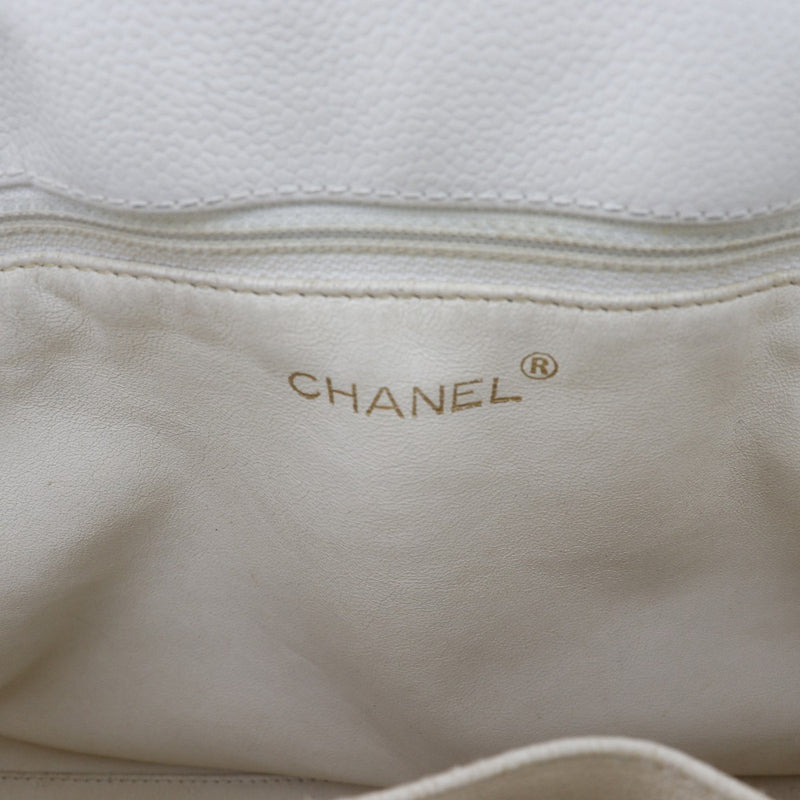 [CHANEL] Chanel 
 Coco Mark Handbag 
 Caviar Skin White Handsage A5 Magnet Type COCO Mark Ladies
