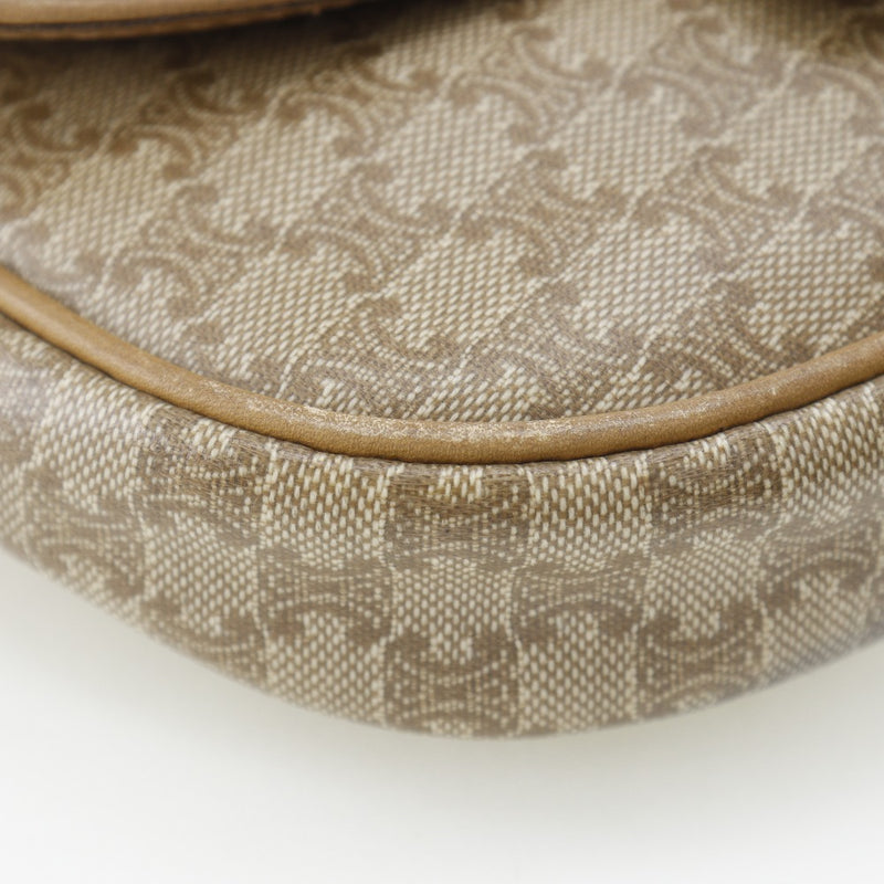 [Celine] Celine 
 Pochette shoulder bag 
 Old Celine Macadam PVC × Leather beige diagonal snap button POCHETTE Ladies