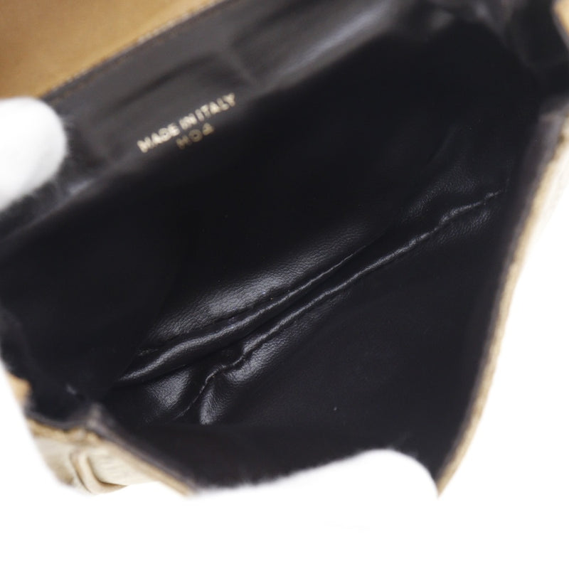 [Celine] Celine 
 Pochette shoulder bag 
 Old Celine Macadam PVC × Leather beige diagonal snap button POCHETTE Ladies