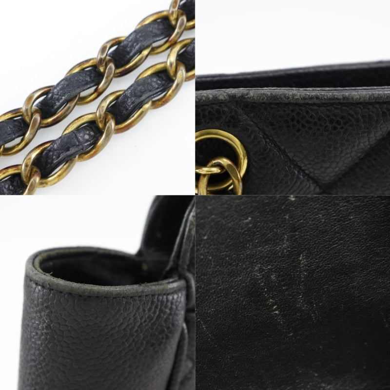 [Chanel] Chanel 
 Bolso de hombro de cadena 
 Caviar piel de hombro negro sujetador de sujetador de chaqueta damas
