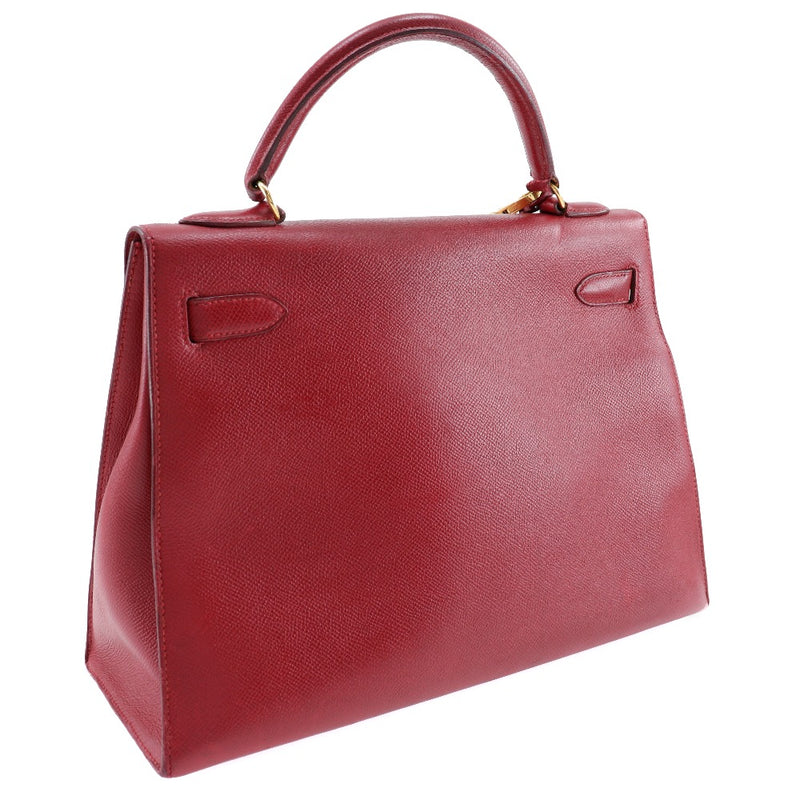 [Hermes] Hermes Kelly 32 Bolso de costura exterior Courchevel Bolso de hombro rojo 2 videas A5 Soporte de cinturón Kelly 32 Outside coser damas B-rank