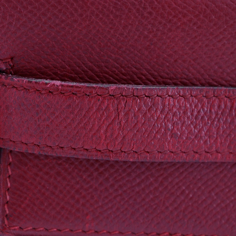 [Hermes] Hermes Kelly 32 Bolso de costura exterior Courchevel Bolso de hombro rojo 2 videas A5 Soporte de cinturón Kelly 32 Outside coser damas B-rank