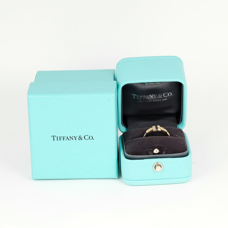 [Tiffany & co.] Tiffany 
 T -Wire No. 9 Anillo / anillo 
 K18 Gold Yellow Gold x Diamond aproximadamente 2.38g t de alambre damas un rango