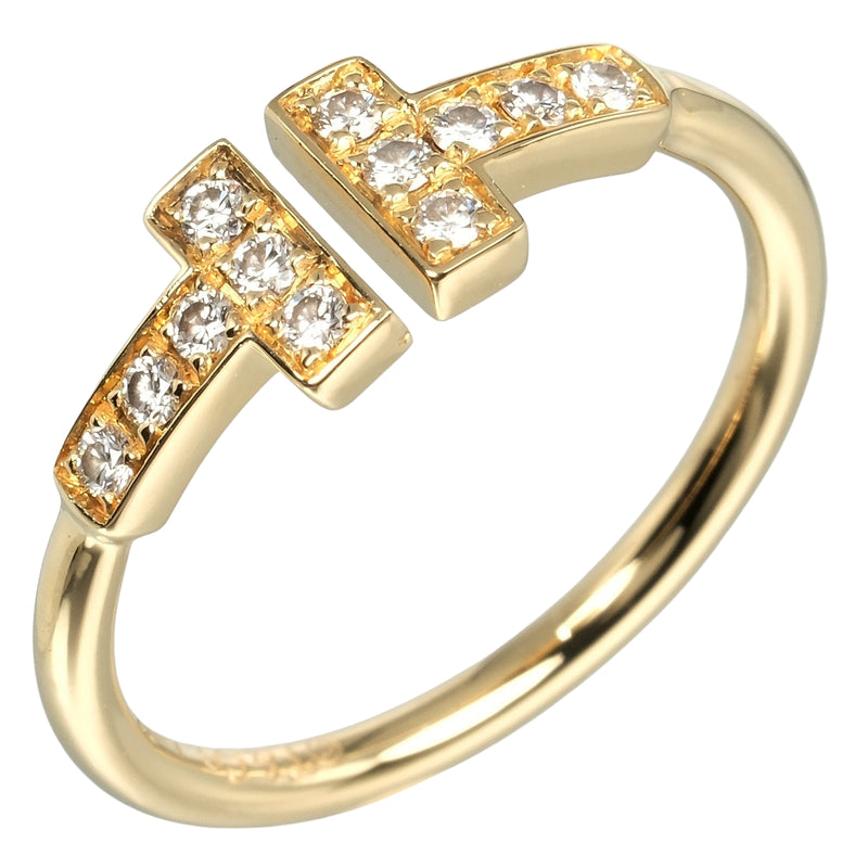 [Tiffany & Co.] Tiffany 
 T- 와이어 No. 9 링 / 링 
 K18 옐로우 골드 X 다이아몬드 약 2.38g T 와이어 숙녀 랭크