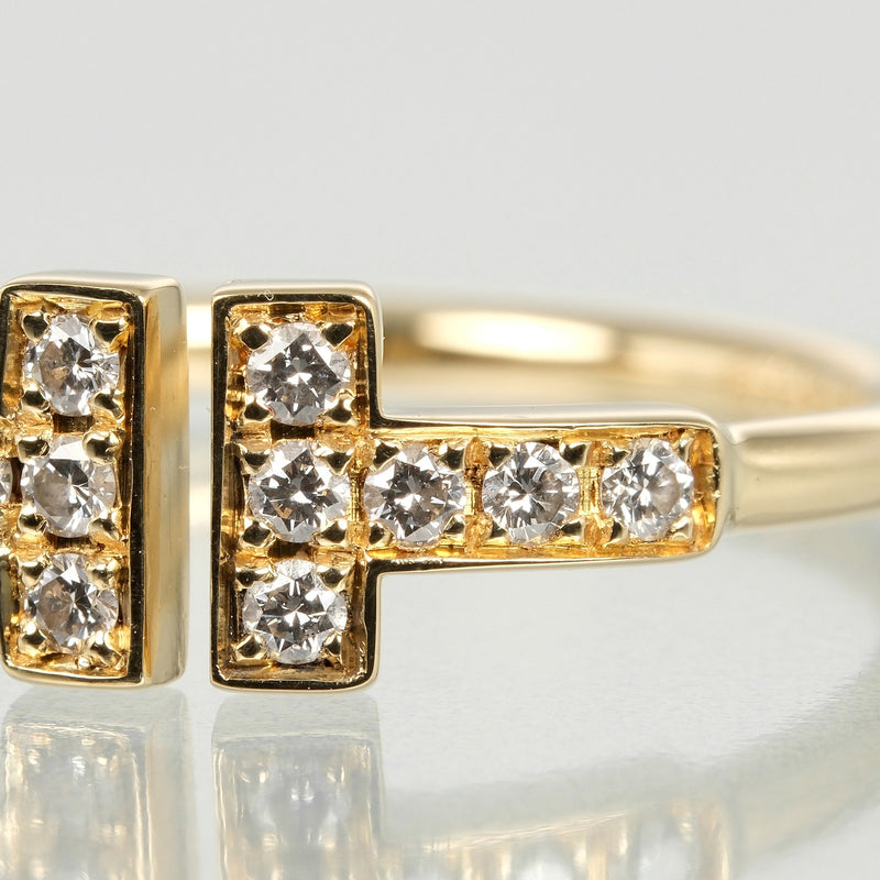 [Tiffany & co.] Tiffany 
 T -Wire No. 9 Anillo / anillo 
 K18 Gold Yellow Gold x Diamond aproximadamente 2.38g t de alambre damas un rango