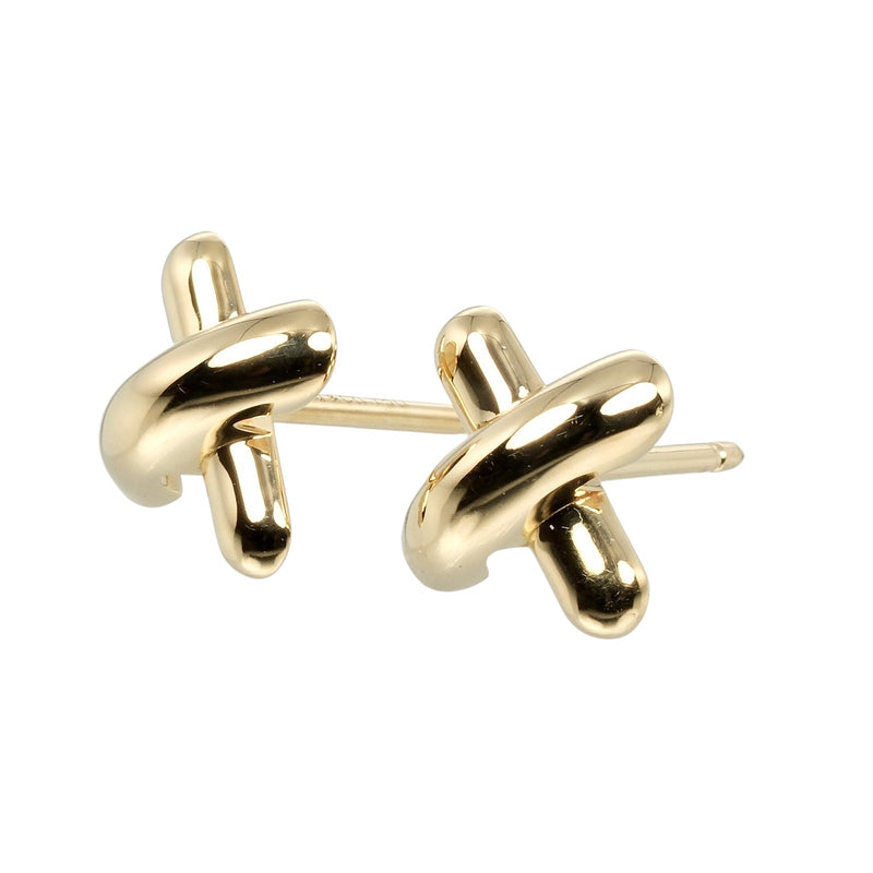 [Tiffany＆Co。]蒂法尼 
 针迹交叉耳环 
 K18黄金约2.68克针迹十字女士