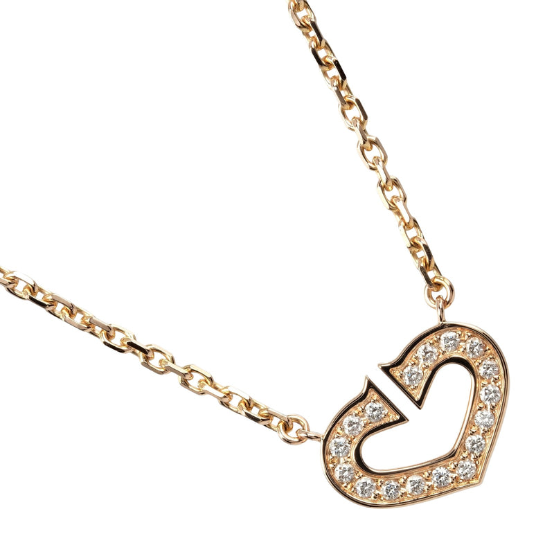 [卡地亚]卡地亚 
 C心脏项链 
 K18粉红色金X钻石大约5.6克C心女士