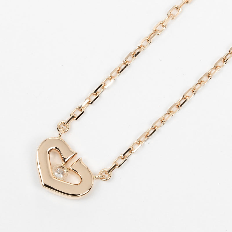 [Cartier] Cartier 
 C Heart necklace 
 K18 Pink Gold x Diamond about 4.36g C HEART Ladies A Rank