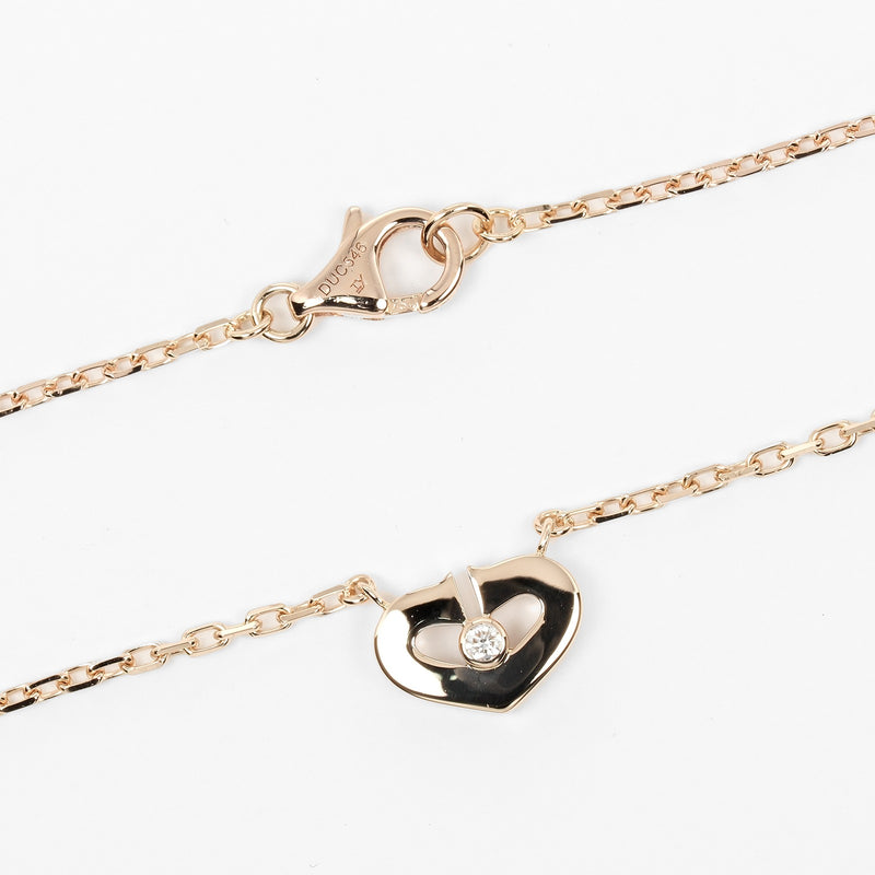 [Cartier] Cartier 
 C Heart necklace 
 K18 Pink Gold x Diamond about 4.36g C HEART Ladies A Rank