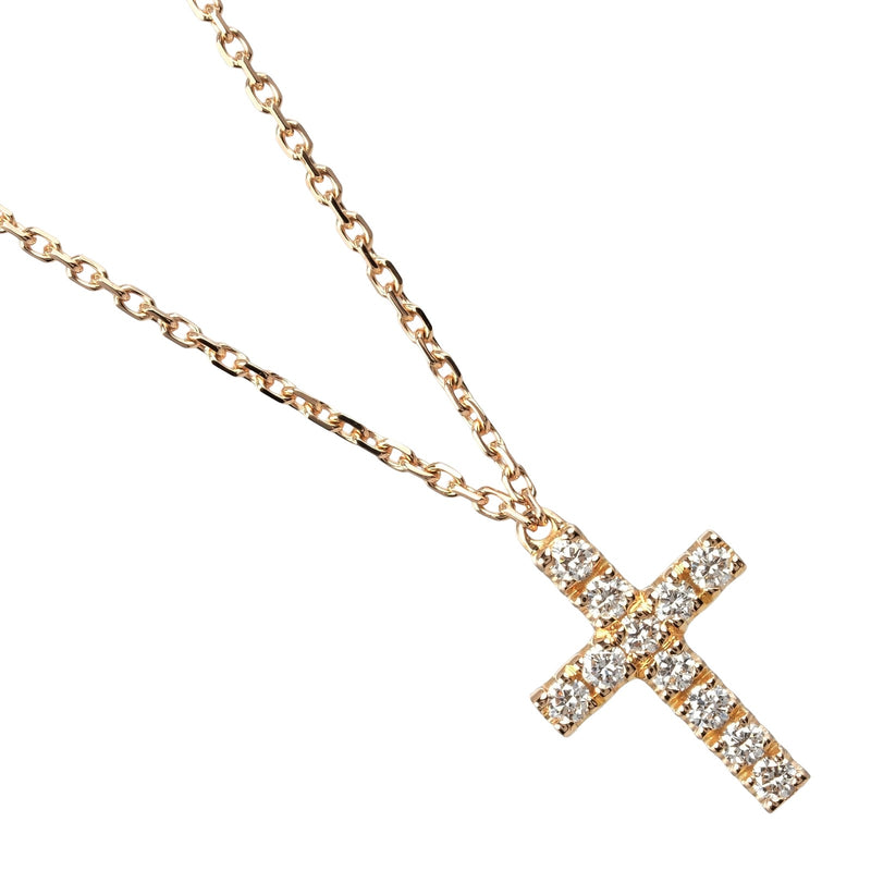 [卡地亚]卡地亚 
 象征性十字项链 
 K18粉红色金X钻石大约2.83克符号十字架女士