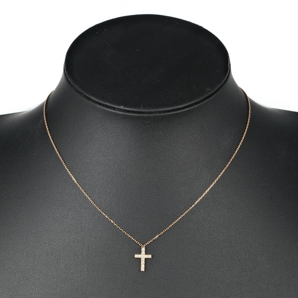 [까르띠에] 까르띠에 
 상징적 인 십자가 목걸이 
 K18 Pink Gold X 다이아몬드 약 2.83g 심볼 크로스 레이디스 랭크