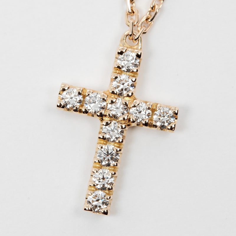 [까르띠에] 까르띠에 
 상징적 인 십자가 목걸이 
 K18 Pink Gold X 다이아몬드 약 2.83g 심볼 크로스 레이디스 랭크