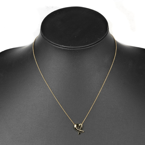 [Tiffany＆Co。]蒂法尼 
 摩擦心脏项链 
 K18黄金大约3.1克爱心女士