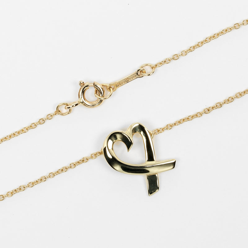 [Tiffany & co.] Tiffany 
 Collar de corazón frotando 
 K18 Oro amarillo aproximadamente 3.1G Corazón amoroso Damas A Rank