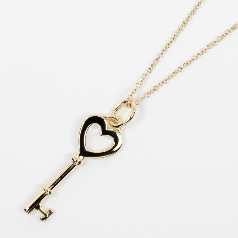 [Tiffany & Co.] Tiffany 
 하트 키 목걸이 
 K18 옐로우 골드 약 3.79g 심장 열쇠 숙녀 계급