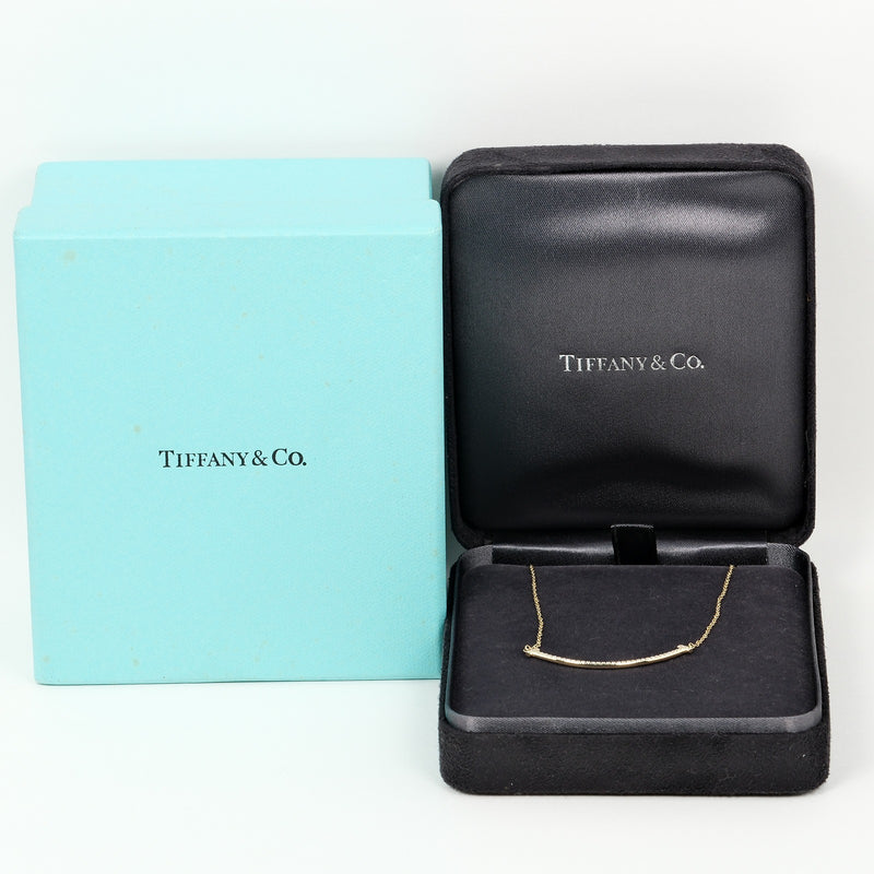 [Tiffany＆Co。]蒂法尼 
 t微笑小项链 
 K18黄金X钻石大约2.21g T微笑小女士