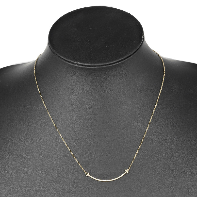 [TIFFANY & CO.] Tiffany 
 T Smile Small Necklace 
 K18 Yellow Gold x Diamond about 2.21g T Smile Small Ladies A Rank