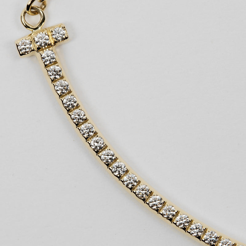 [Tiffany & Co.] Tiffany 
 작은 목걸이 미소 
 K18 옐로우 골드 x 다이아몬드 약 2.21g t 미소 작은 숙녀 랭크