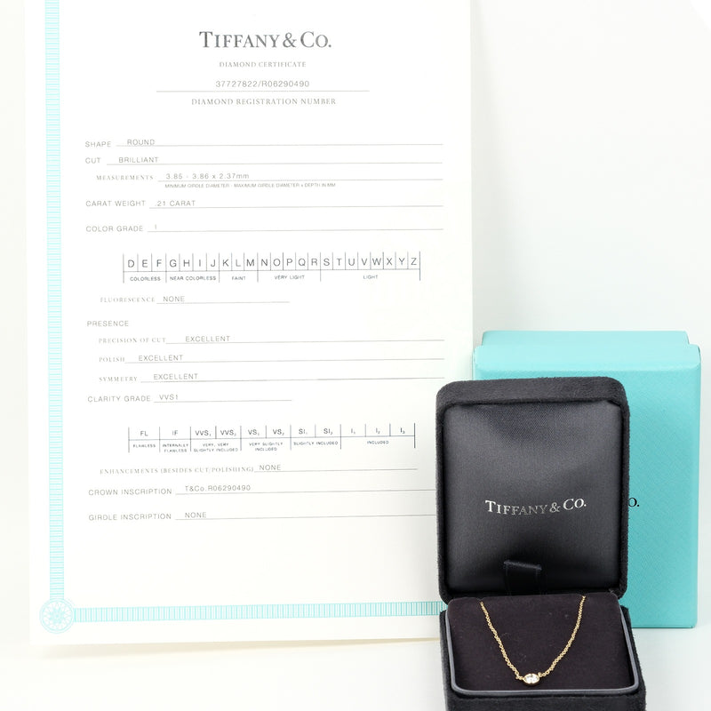 [Tiffany & Co.] Tiffany 
 Viser Yard Necklace 
 0.21ct VVS1/I/3EX K18 옐로우 골드 마당에 의해 약 1.95g입니다.