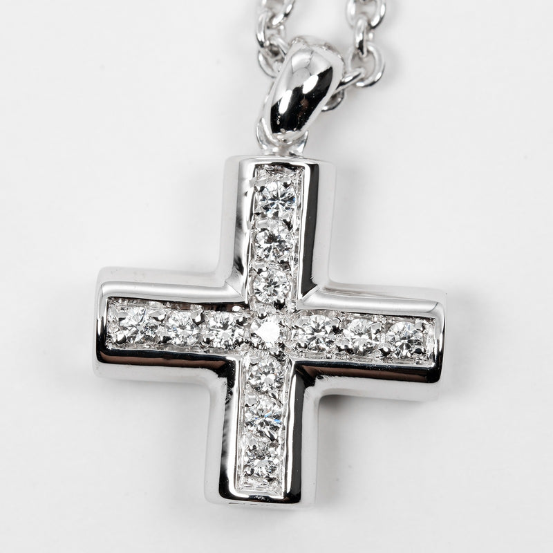 [bvlgari]保加利 
 希腊十字项链 
 K18白金约8.83克希腊十字架女士