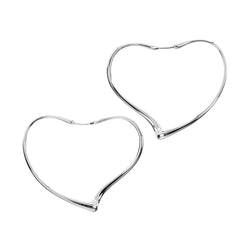 [Tiffany & co.] Tiffany Coeur ouvert de grandes boucles d'oreilles cerceaux argent 925 environ 9,33g coeur ouvert grand cerceau mesdames un rang