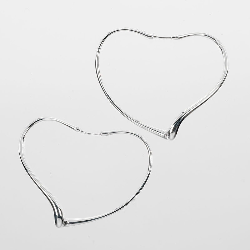 [Tiffany & co.] Tiffany Coeur ouvert de grandes boucles d'oreilles cerceaux argent 925 environ 9,33g coeur ouvert grand cerceau mesdames un rang