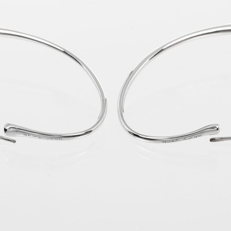 [Tiffany & co.] Tiffany Coeur ouvert de grandes boucles d'oreilles cerceaux argent 925 environ 9,33g coeur ouvert grand cerceau mesdames un rang