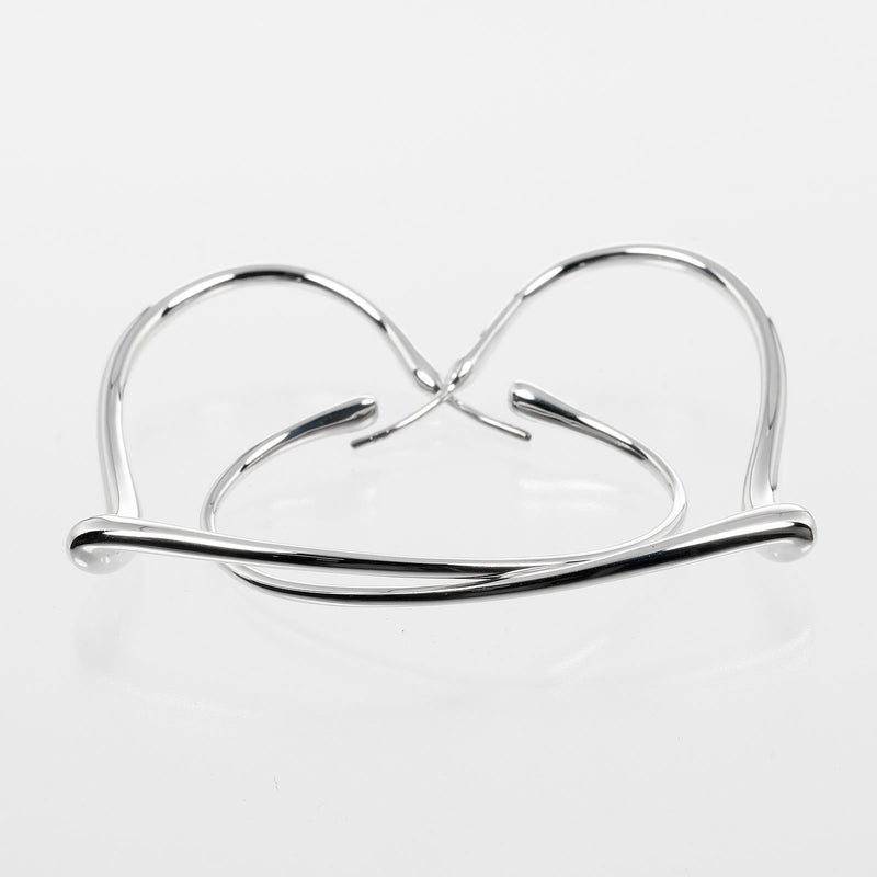 [Tiffany & co.] Tiffany Coeur ouvert de grandes boucles d'oreilles cerceaux argent 925 environ 9,33g coeur ouvert grand cerceau mesdames un rang