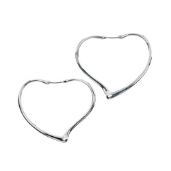 [Tiffany & co.]TIFFANY&Co. Open Heart Medium Hoop Earrings Silver 925 Approximately 5.6g Open Heart Medium Hoops Ladies A Rank