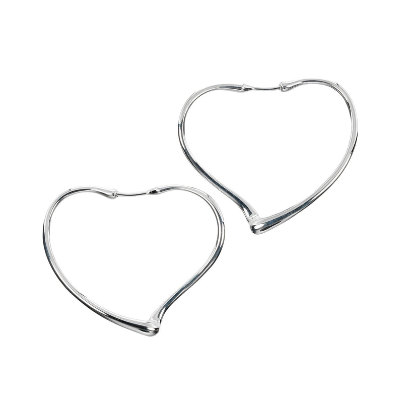 [Tiffany & co.]TIFFANY&Co. Open Heart Medium Hoop Earrings Silver 925 Approximately 5.6g Open Heart Medium Hoops Ladies A Rank