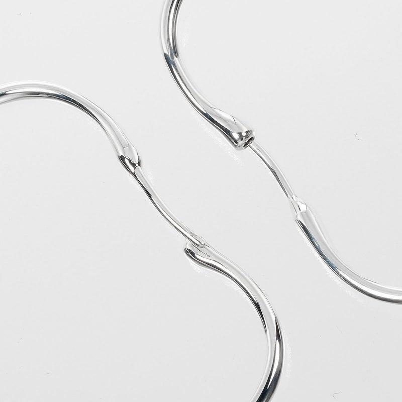 [Tiffany & co.]TIFFANY&Co. Open Heart Medium Hoop Earrings Silver 925 Approximately 5.6g Open Heart Medium Hoops Ladies A Rank