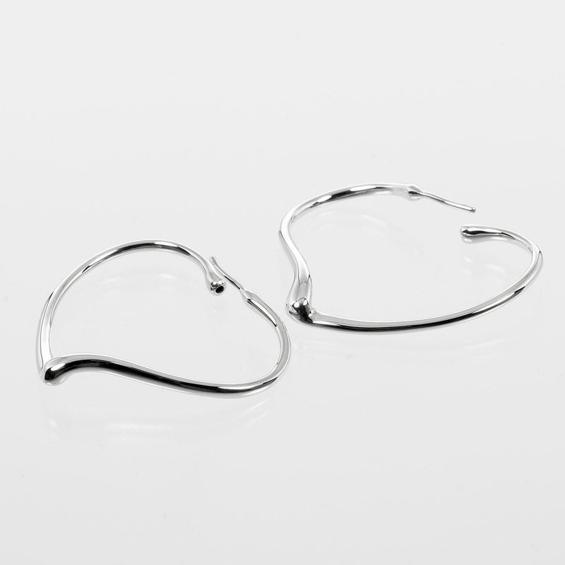 [Tiffany & co.]TIFFANY&Co. Pendientes de aro medio de corazón abierto Silver 925 aproximadamente 5.6g Corazón abierto Hoops medianos Damas un rango