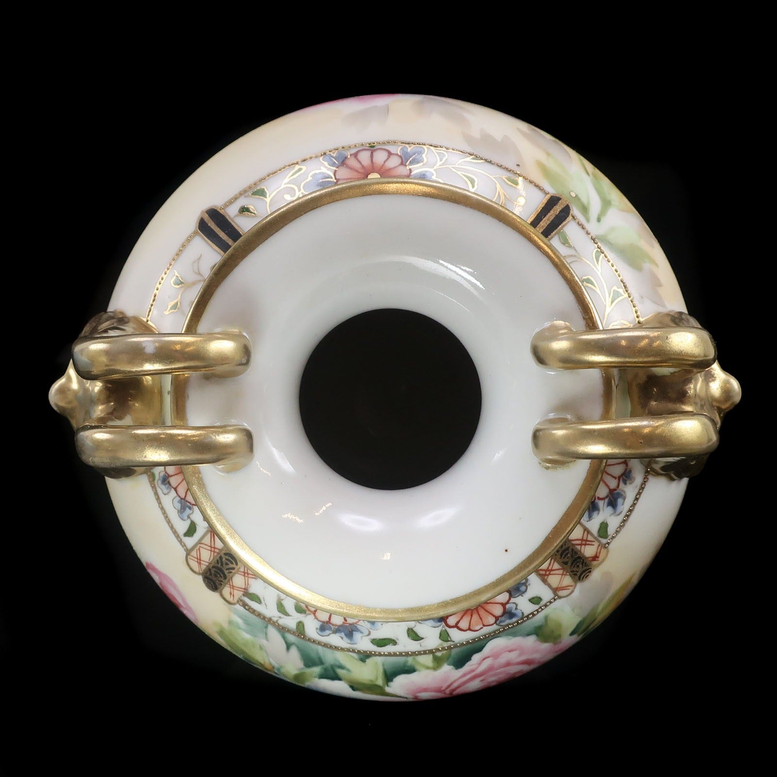 オールドノリタケ薔薇柄と金彩花柄花瓶2個 NORITAKE】ノリタケ オールドノリタケ 金彩薔薇絵双耳花瓶 花瓶