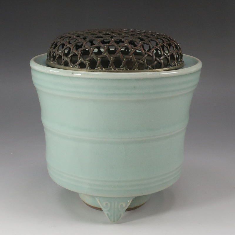 kyoyaki】京焼 無形文化財 初代 宇野宗甕 作 青磁千鳥香炉 骨董品