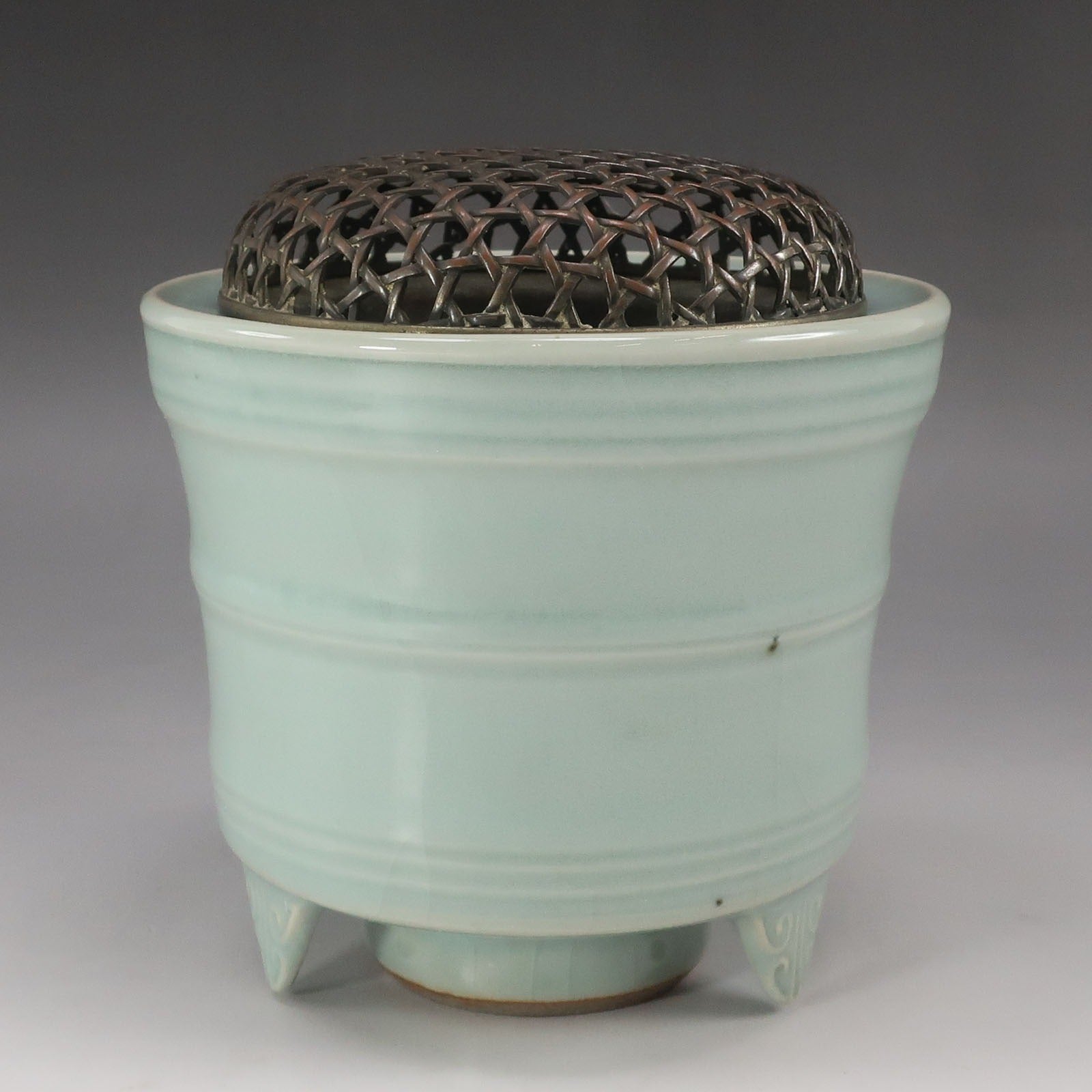 kyoyaki】京焼 無形文化財 初代 宇野宗甕 作 青磁千鳥香炉 骨董品