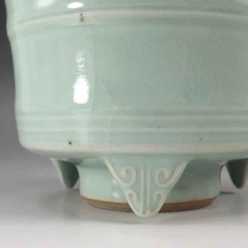 【kyoyaki】京焼 無形文化財 初代 宇野宗甕 作 青磁千鳥香炉 陶磁器 _ 骨董品 kyoyaki】京焼 無形文化財 初代 宇野宗甕 作 青磁千鳥香炉 骨董品