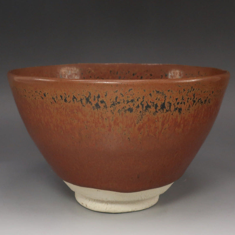 kyoyaki】京焼 【 人間国宝 清水卯一 】 造 柿釉茶碗 骨董品