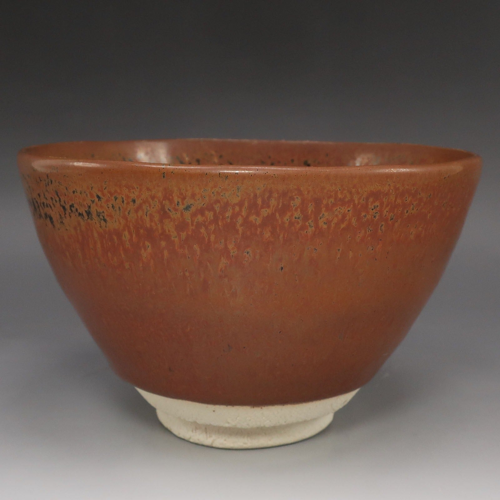 kyoyaki】京焼 【 人間国宝 清水卯一 】 造 柿釉茶碗 骨董品