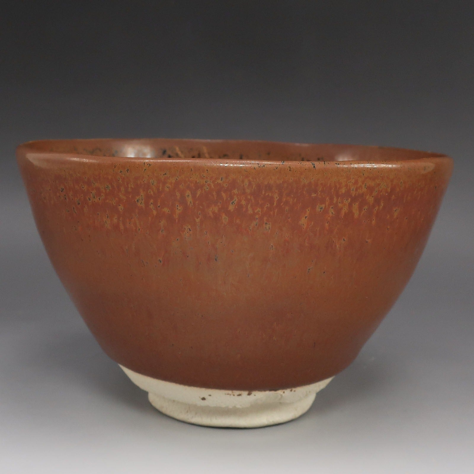 kyoyaki】京焼 【 人間国宝 清水卯一 】 造 柿釉茶碗 骨董品