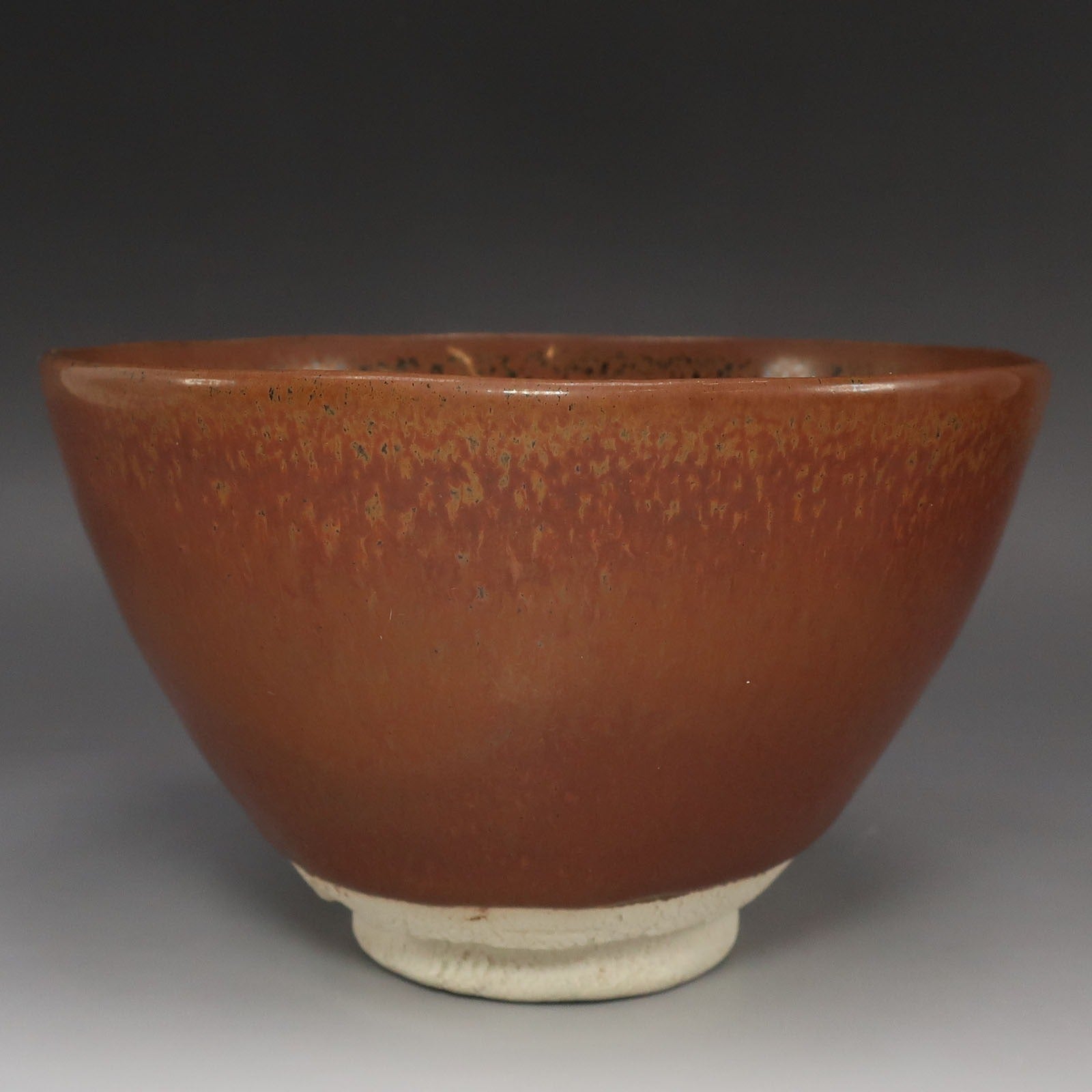 kyoyaki】京焼 【 人間国宝 清水卯一 】 造 柿釉茶碗 骨董品
