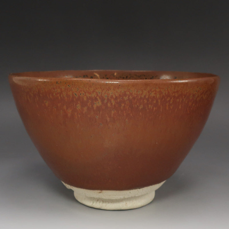 kyoyaki】京焼 【 人間国宝 清水卯一 】 造 柿釉茶碗 骨董品