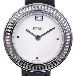 [FENDI] Fendi 
 My way wristwatch 
 35000S Stainless Steel x Leather Black Quartz Analog Display White Dial My Way Ladies A-Rank