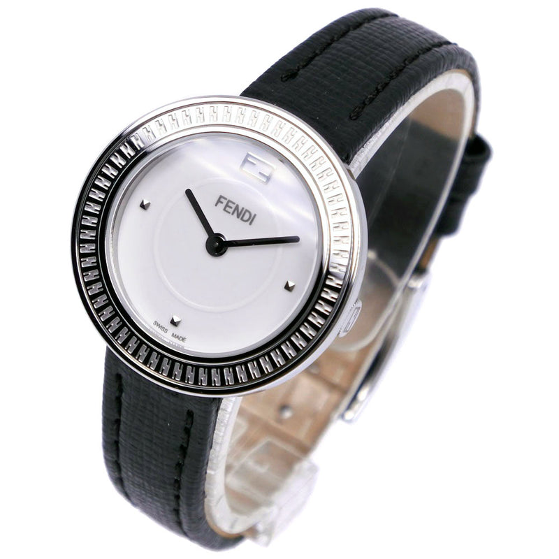 [FENDI] Fendi 
 My way wristwatch 
 35000S Stainless Steel x Leather Black Quartz Analog Display White Dial My Way Ladies A-Rank