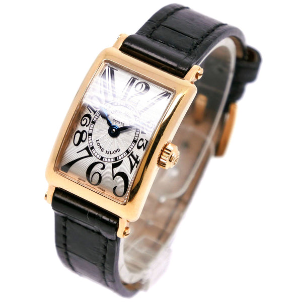 【FRANCK MULLER】フランクミュラー
 ロングアイランド 腕時計
 802QZ K18ゴールド×クロコダイル 黒 クオーツ アナログ表示 シルバー文字盤 Long Island レディース